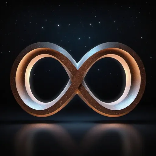 Prompt: please creat image with 3d infinity sign. and the infinity sign is like a window to the galaxy. this sign is placed in a dark background.