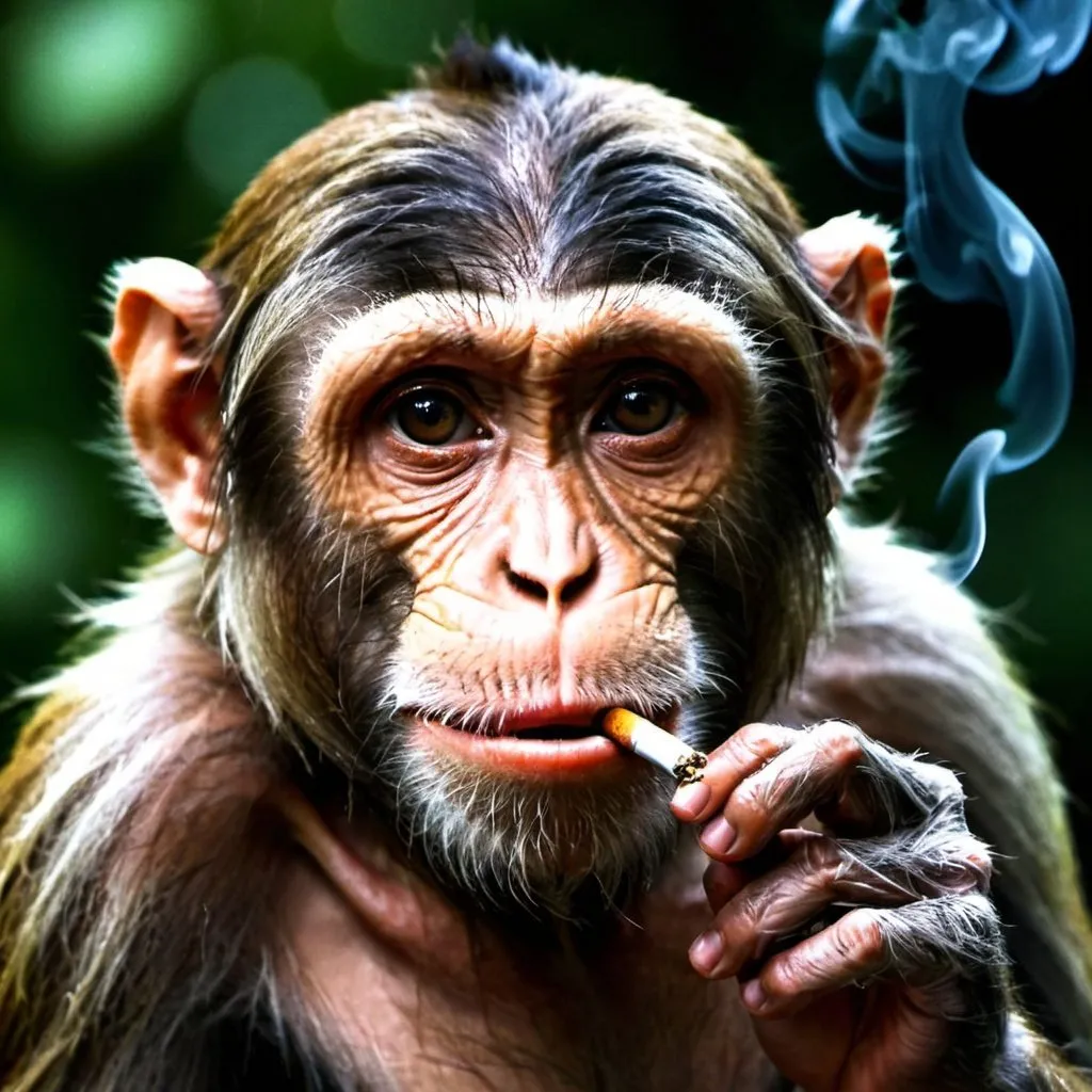 Prompt: hd, monkey smoking sigar