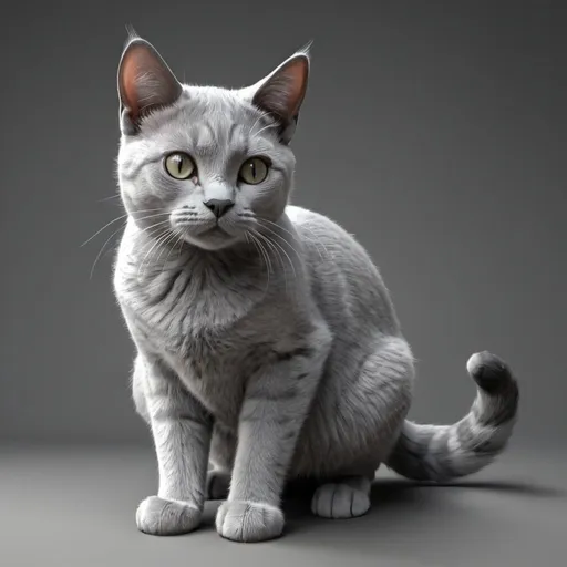 Prompt: drawn 3d realistic grey cat
