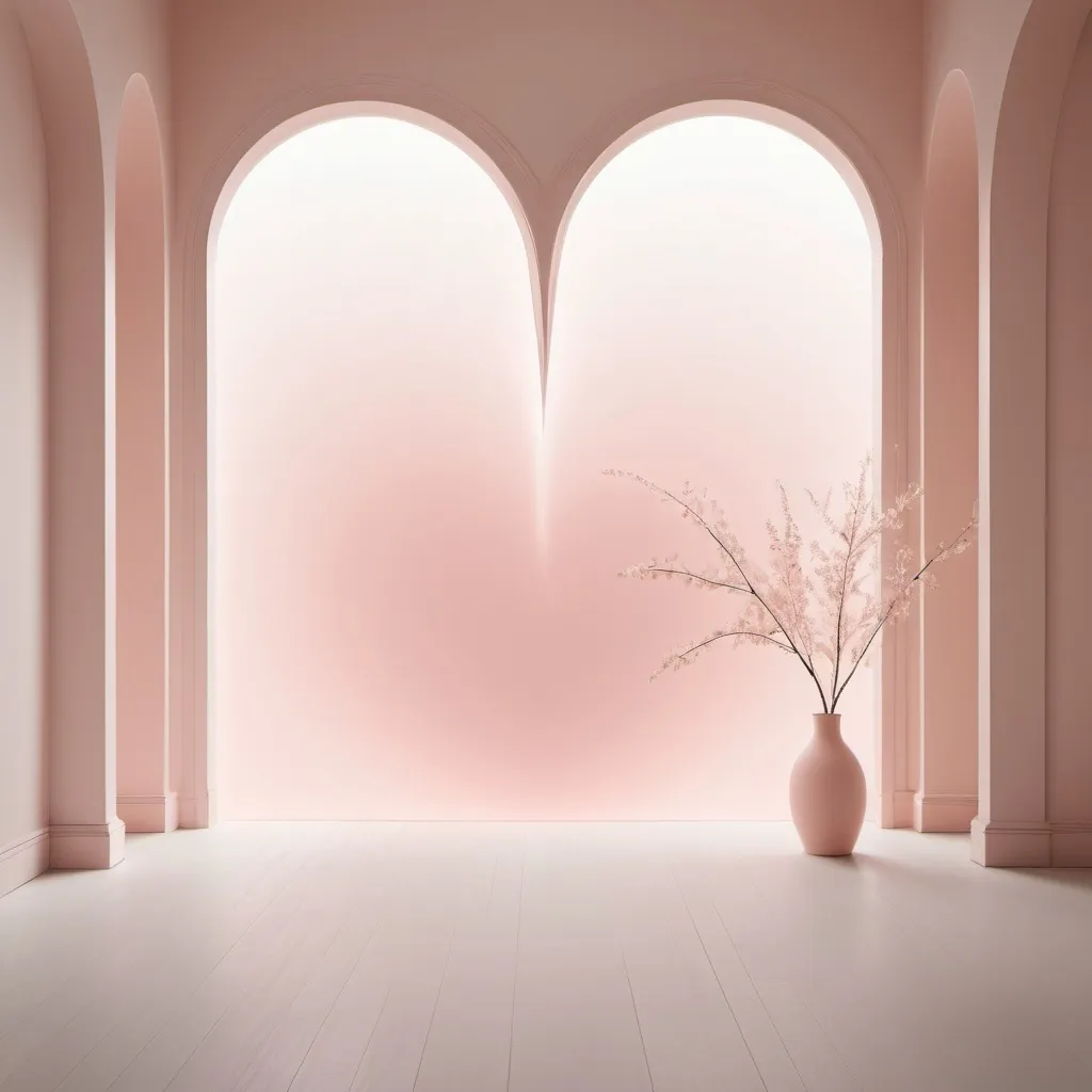 Prompt: /imagine A minimalist background. Ethereal. The design features a simple, soft gradient of pastel colors, such as blush pink and light cream, with clean, subtle lines or abstract shapes. Include a gentle, unobtrusive heart or two, and a faint, elegant glow to enhance the romantic atmosphere. The overall look should be serene, uncluttered, and sophisticated, providing a refined and stylish backdrop for love. --v 6.0 --q 2 --ar 16:9 --style minimalist

