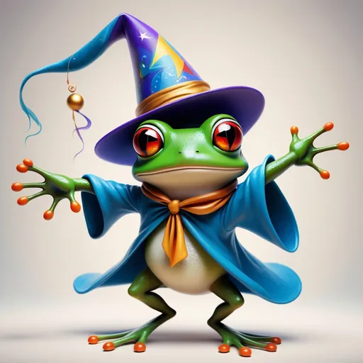 Prompt: Frog wearing a wizard hat, Picasso style, dance ten seconds