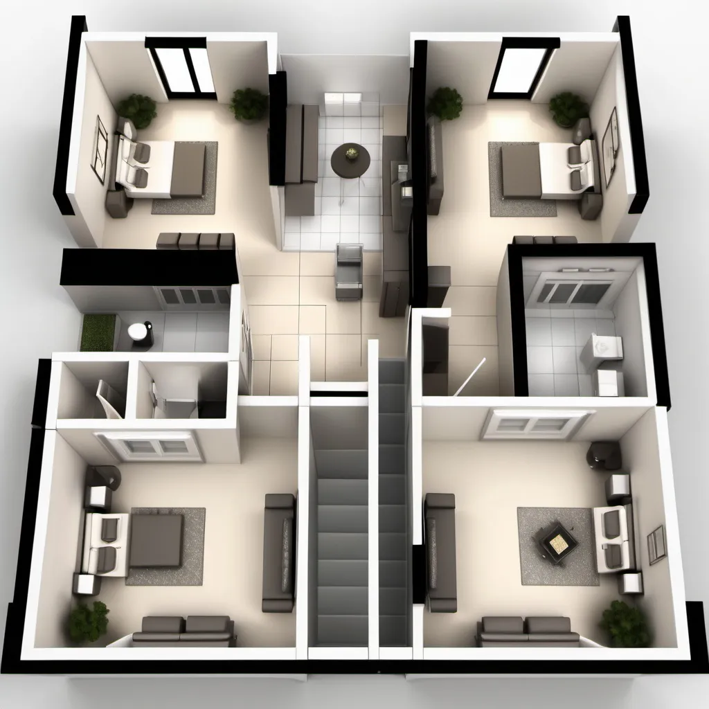 Prompt: 2 room high quality, detailed layout, modern design, professional style,accurate representation, architectural floor plan 