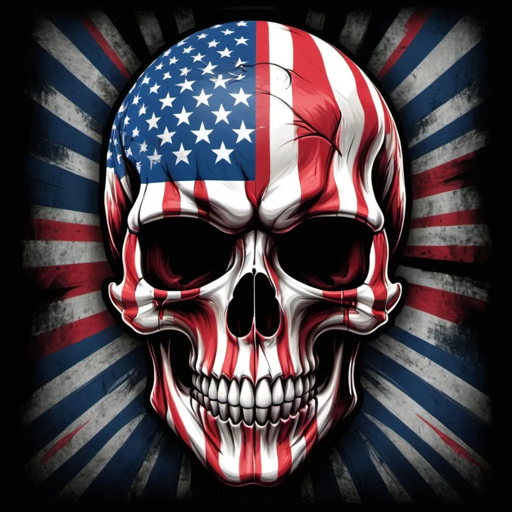 Prompt: American flag skull