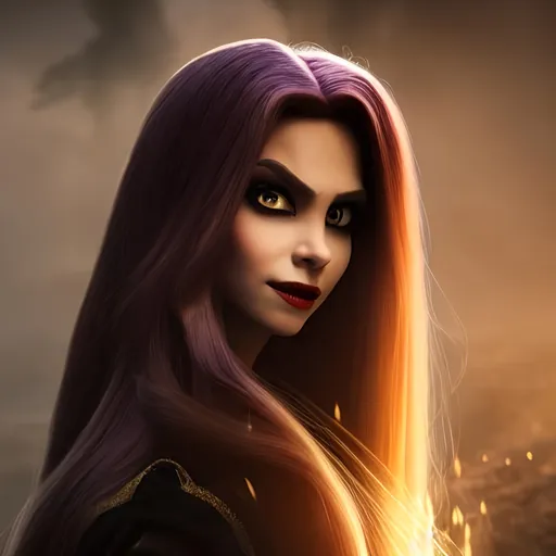 Prompt: portrait of Rapunzel as an evil vampire, dark magic, beautiful face, attractive young woman, yellow dress, heroic pose, full body, dramatic lighting, dark and horror, dust and blood, sharp teeth, huge smile, red eyes, dripping blood, intricate, wild, highly detailed, digital painting, artstation, concept art, smooth, sharp focus, illustration, art by artgerm and greg rutkowski and alphonse mucha, footage from space camera