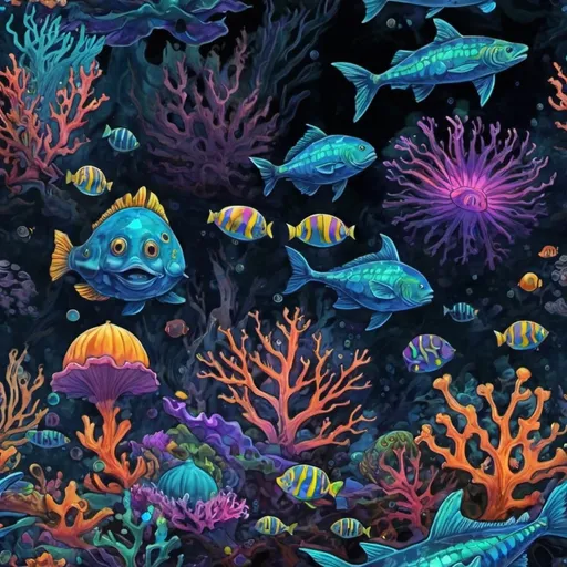 Prompt: underwater dark pyshadelic