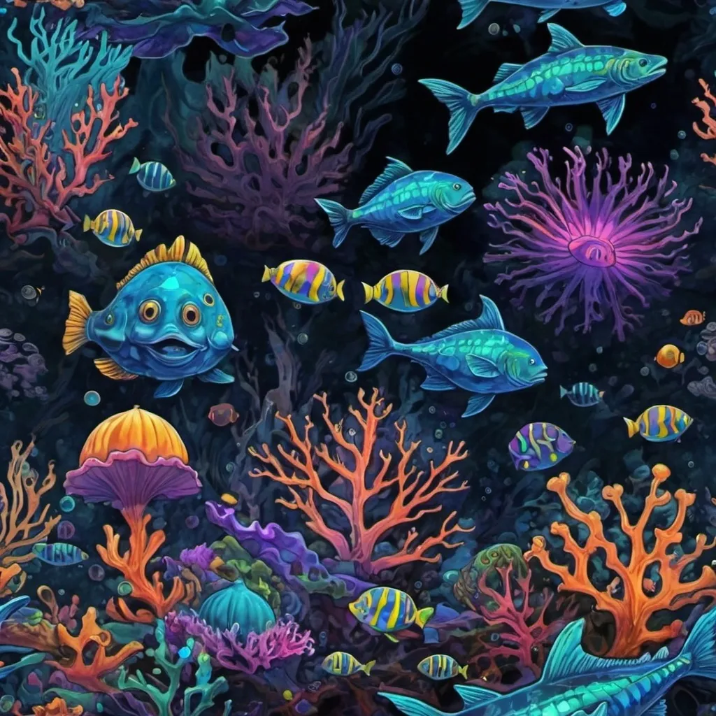 Prompt: underwater dark pyshadelic