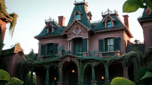 Prompt: "At dawn, the haunted mansion stands alone, with soft light from the morning sun shining over it. The mansion looks as eerie as ever, with vines crawling up the walls, broken windows, and a sense that something otherworldly still lingers inside."