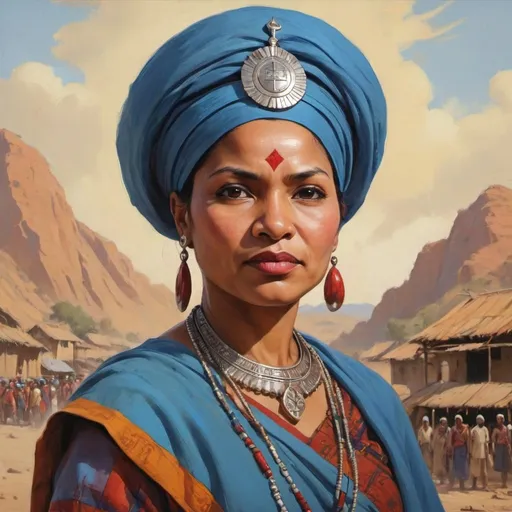 Prompt: a valiant ethnic woman leader