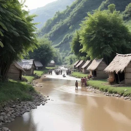 Prompt: ln asmall village in the river river there were two men who lived next to eachch other

