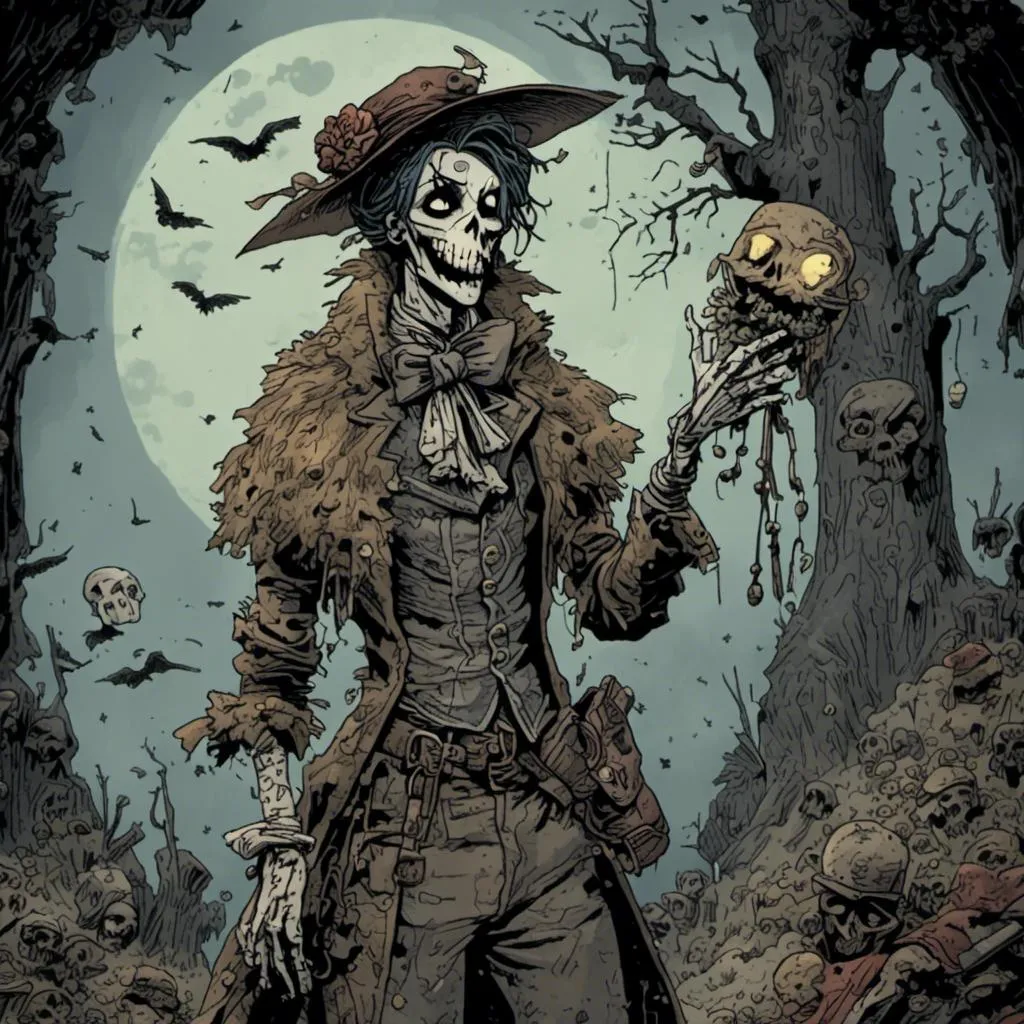 Prompt: A corpse bride in  <mymodel> artstylea scarecrow worrior