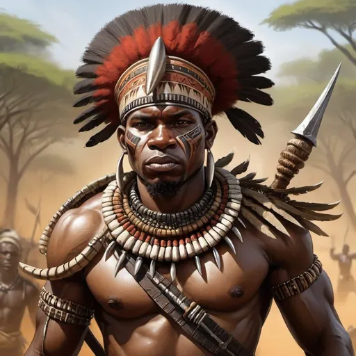 Prompt: um guerreiro zulu africano, fantasy art
