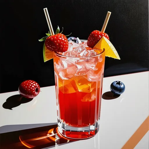 Prompt: paint a cocktail with fruits
