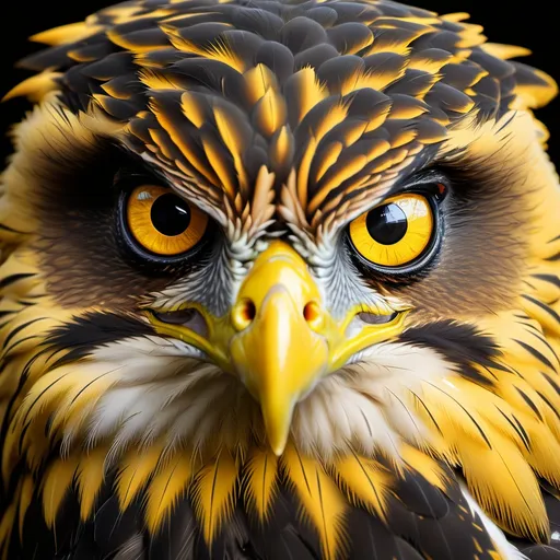 Prompt: yellow eyes on a black background, yellow eyes, with glowing yellow eyes, yellow eye, large yellow eyes, glowing yellow eyes, just eyes, sleek yellow eyes, eyes are yellow, angry eyes, yellow - orange eyes, golden yellow eyes, big falcon eyes, pupil, mean eyes, large dark eyes, falcon eyes, dark eyes, very small eyes