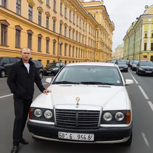 Prompt: very rich russian driving in Saint-Petersburg
