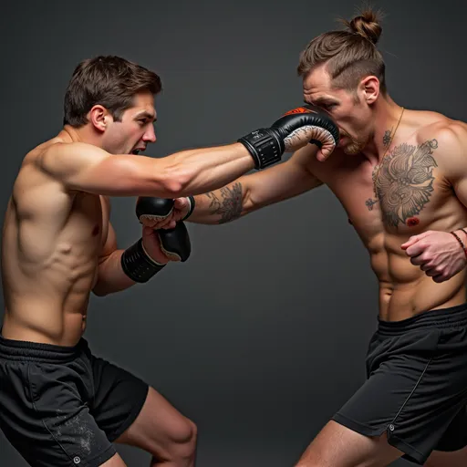 Prompt: a guy punching another guy