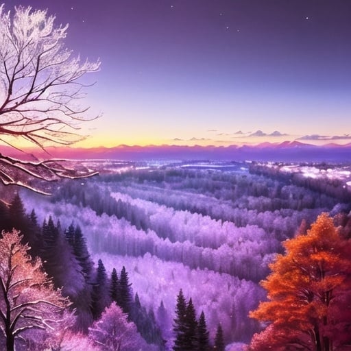 Prompt: woods during winter, great nature, view from distance, beautiful nature 