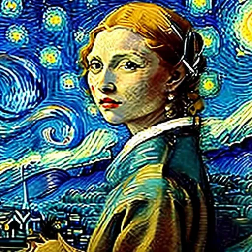 Prompt: The Starry Night by Vincent van Gogh: 
The Birth of Venus by Sandro Botticelli: 

The Great Wave off Kanagawa by Katsushika Hokusai: 

David by Michelangelo: 

Guernica by Pablo Picasso: 

Girl with a Pearl Earring by Johannes Vermeer: 

Make me combine fission paint