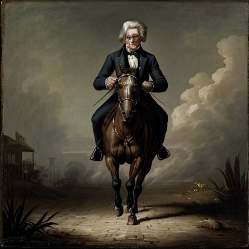 Prompt: President Andrew Jackson running away 