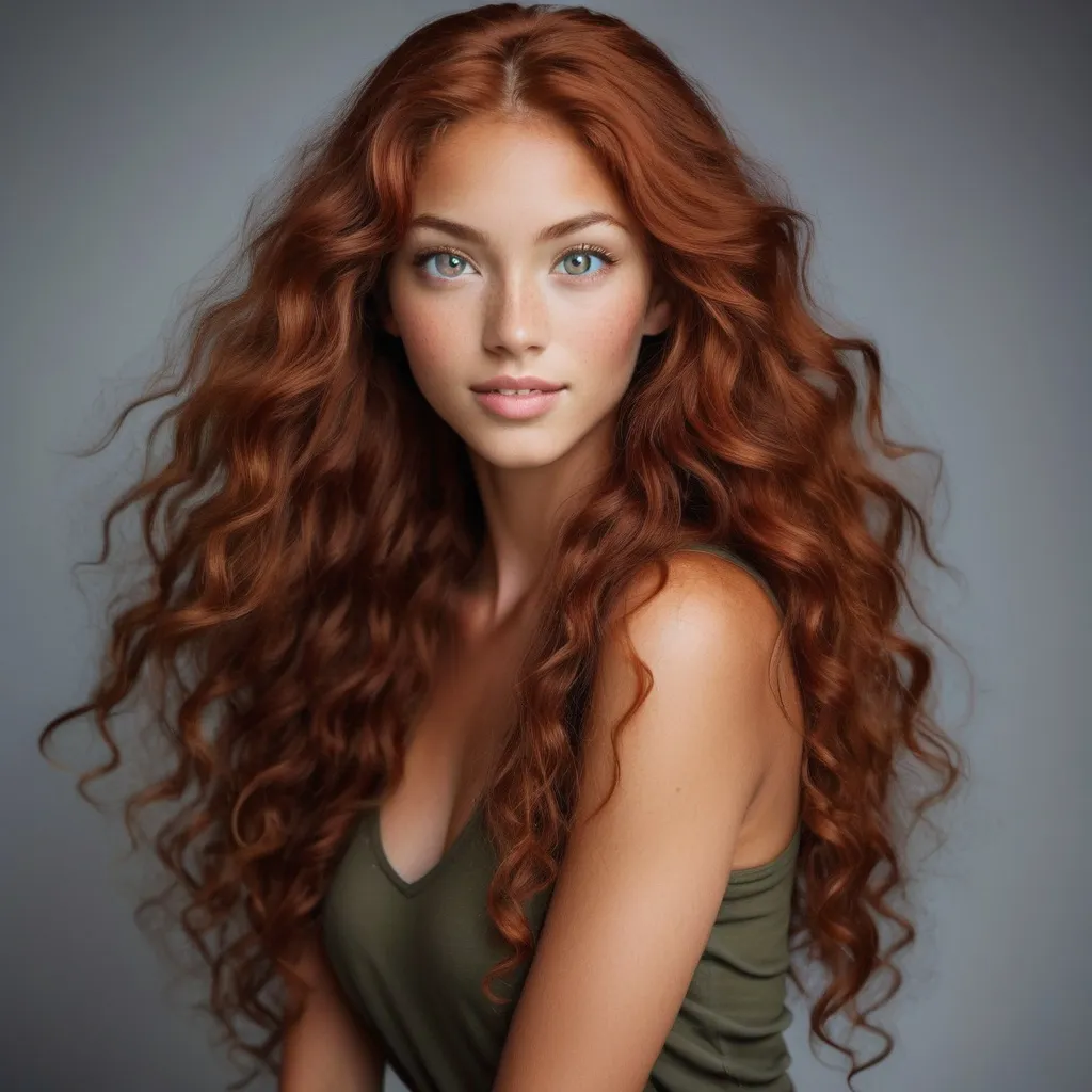 Prompt: She is a multiracial woman of Dutch, Persian, and Japanese origin. She has grey eyes and long, wavy red hair while her skin tone is an olive complexion. She is six foot four (193.04 cm) tall and 198 lbs with an athletic build. She has Breathtakingly Gorgeous features that are beyond this world. She is dancing on the stage while wearing a beautiful ballerina dress.