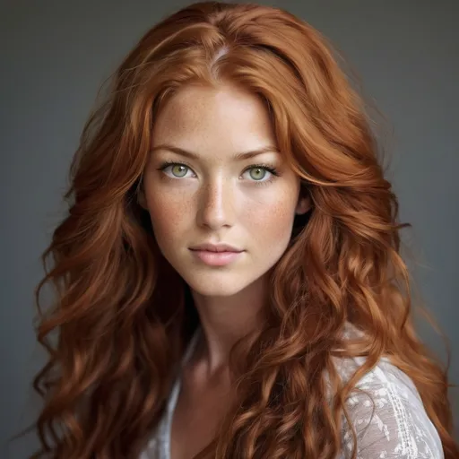 Prompt: She is a multiracial woman of Dutch, Persian, and Japanese origin. She has long, wavy red hair that falls to her knees and she also has grey eyes, and her skin tone is an olive complexion. She is six foot four (193.04 cm) tall and 198 lbs with an athletic build. She has Breathtakingly Gorgeous features that are beyond this world. She is cuddling with one of her cats, resting on the couch while wearing casual clothing.