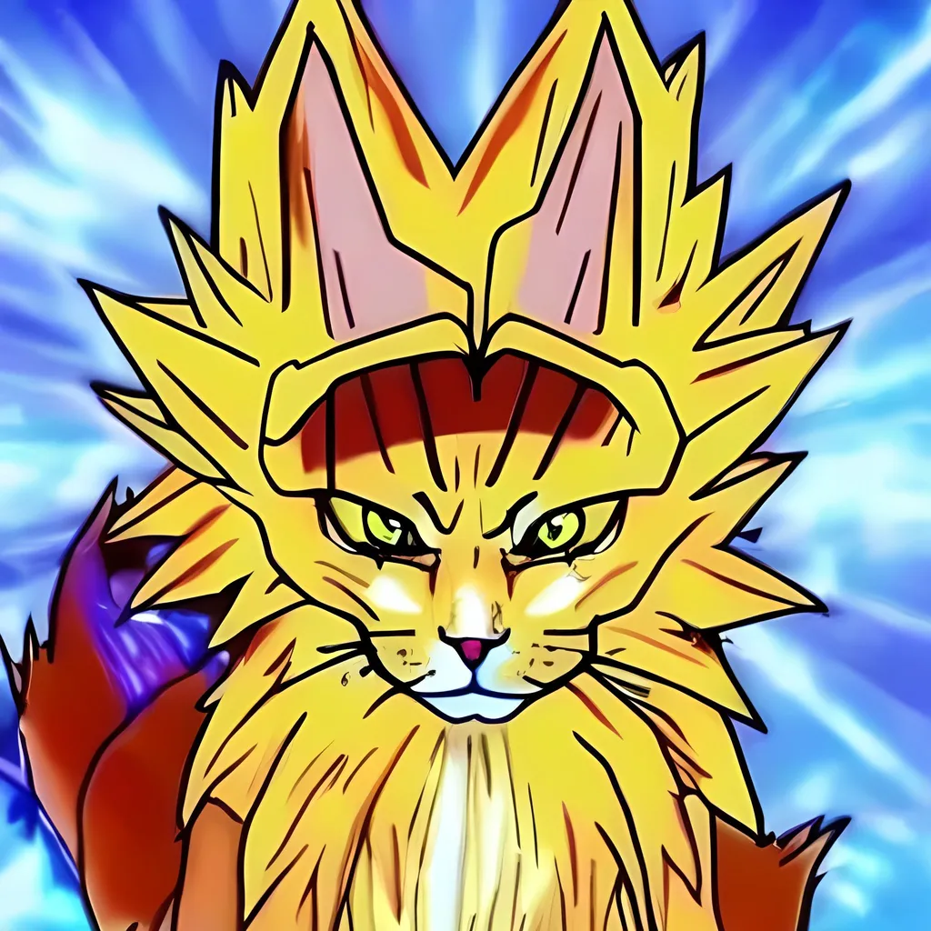 Prompt: Super saiyan cat