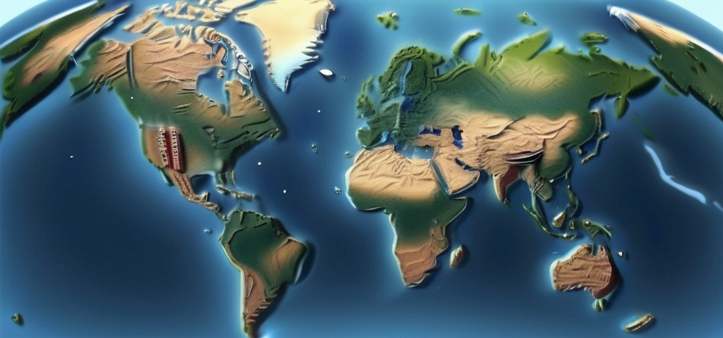 Prompt: 3d world map with realistic look. should not look like animated