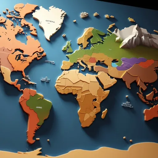 Prompt: 3d world map with realistic look. should not look like animated