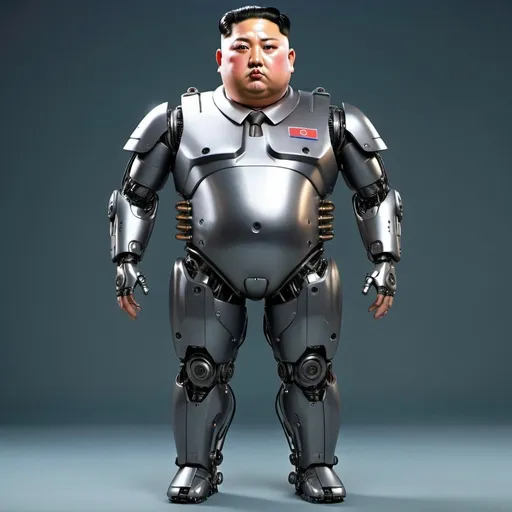 Prompt: whole body cyborg kim jong un bot suit