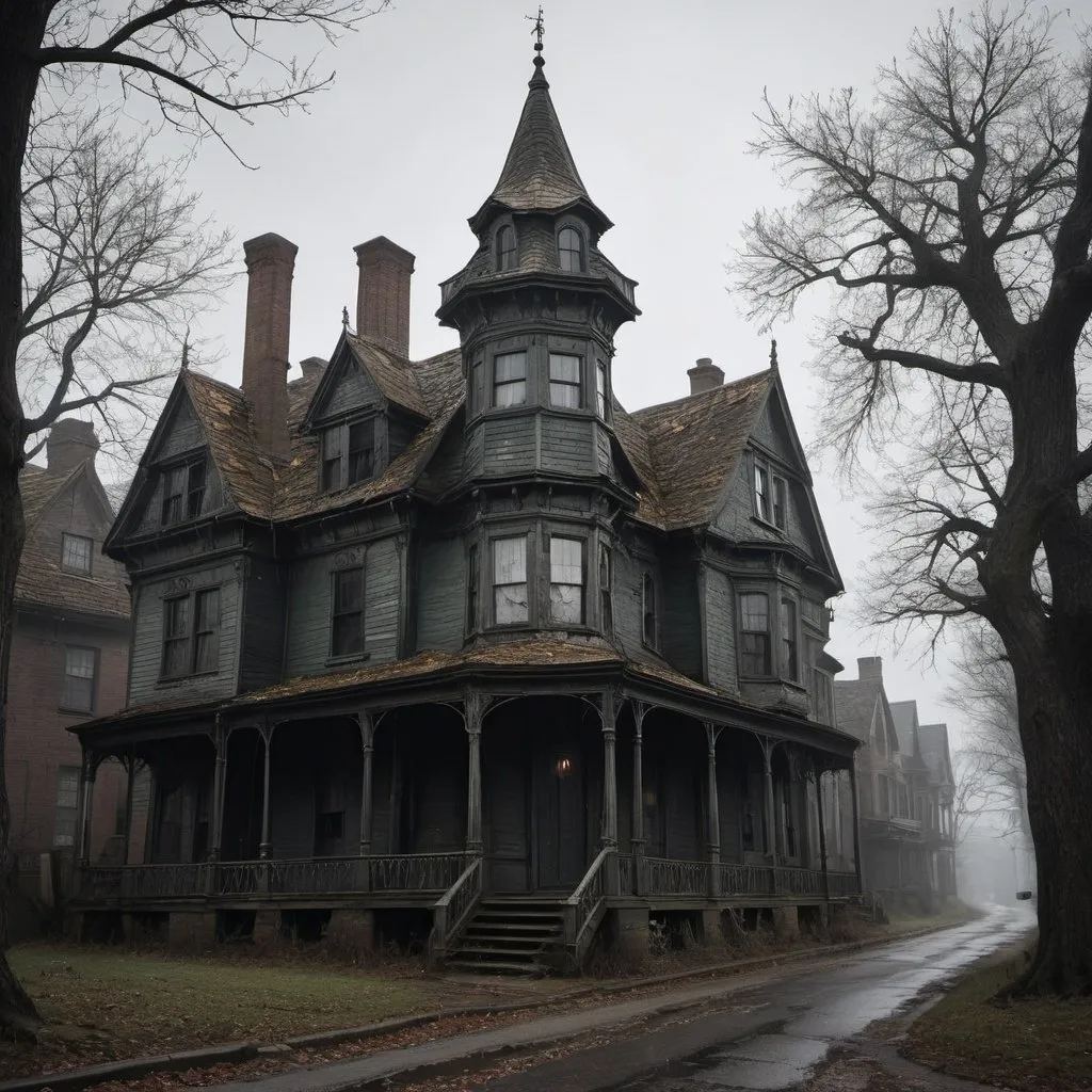 Prompt:  the ancient, mouldering, and subtly fearsome town in which we lived—witch-cursed, legend-haunted Arkham, whose huddled, sagging gambrel roofs and crumbling Georgian balustrades brood out the centuries beside the darkly muttering Miskatonic.