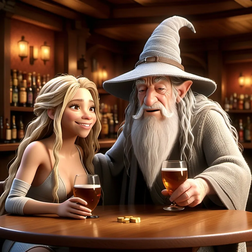 Prompt: Shakira and Gandalf are drunk in bar, 3 d animated movie, animated film, 3 d animation demo reel, photorealistic disney, beautiful render, cinematic shot!, weta disney, 3d magical details, disney 2d animation still, animation film, pixar renderman render, in style of disney animation