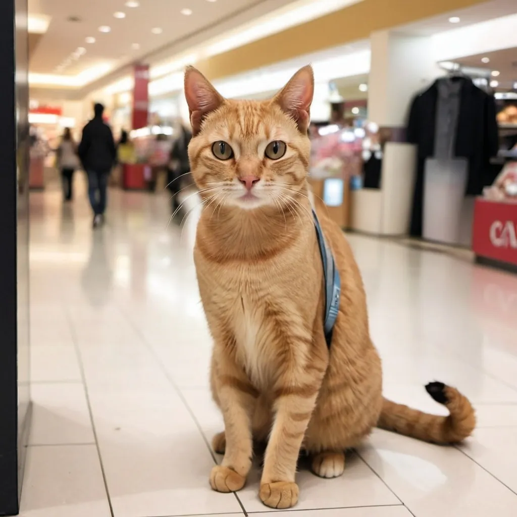 Prompt: Cat shopping at mall