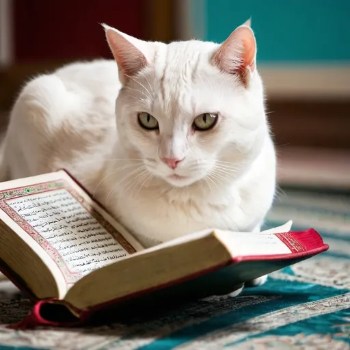 Prompt: Cat read quran