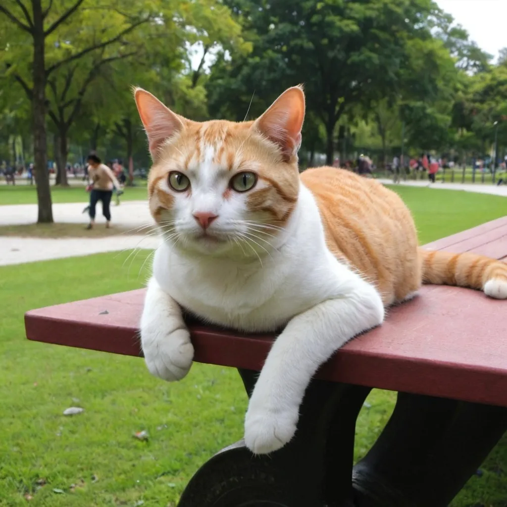 Prompt: Cat do jongging a park