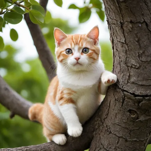 Prompt: Cute cat on tree