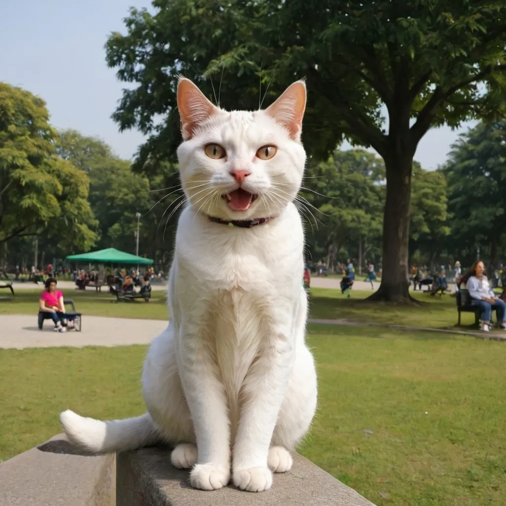 Prompt: Cat do jongging a park