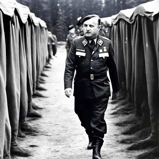 Prompt: Anthony Albanese   nazi ss officer walking threw consentration camp

  

