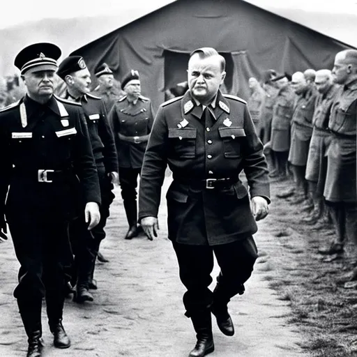 Prompt: Anthony Albanese   nazi ss officer walking threw consentration camp

  

