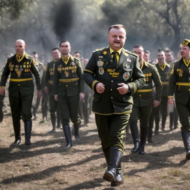 Prompt: Anthony Albanese as nazi Azov     battalion banderra


  

