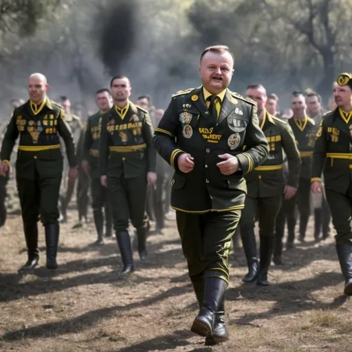 Prompt: Anthony Albanese as nazi Azov     battalion banderra


  

