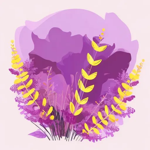 Prompt: purple, mimosa flowers, womens day, women ladies illustration, 2d, vector, frame, fairytale