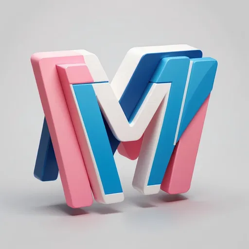 Prompt: طراحی لگو با حرف Mتم درسی هم داشته باشه بعد پایین لگو متن MAHFEL_KONKOURI باشد و رنگهای سفید صورتی و آبی استفاده شود 