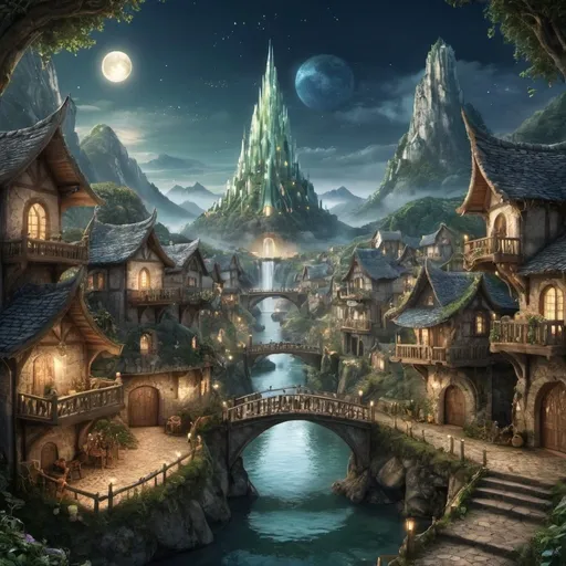 Prompt: crie uma cidade mágica de elfos