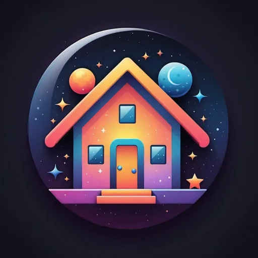 Prompt: Home icon with cosmic colors 