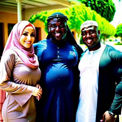 Prompt: Arab Hijabis with big black men