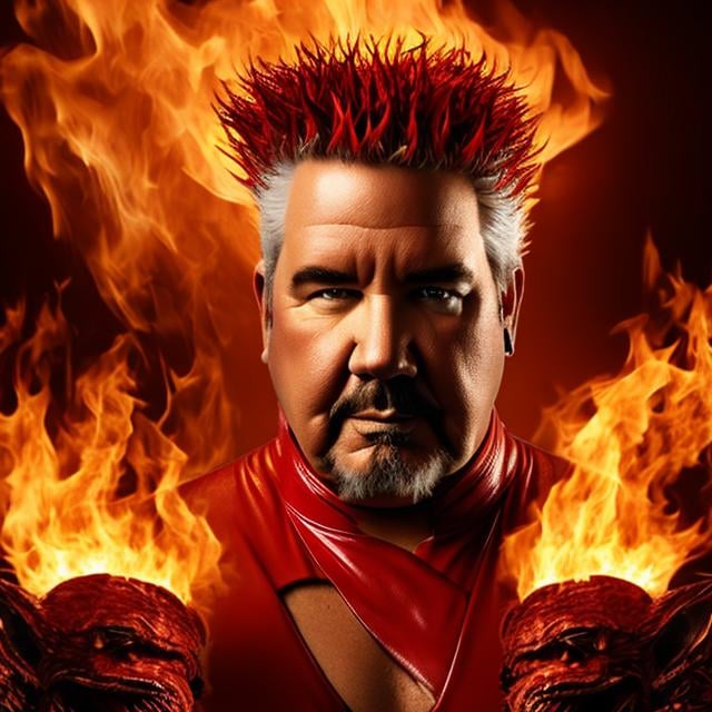Prompt: guy fieri, sisyphus, hair made of flames, fire superhero guy fieri, wearing red speedos ,
hell, 4k, hd, 1080p