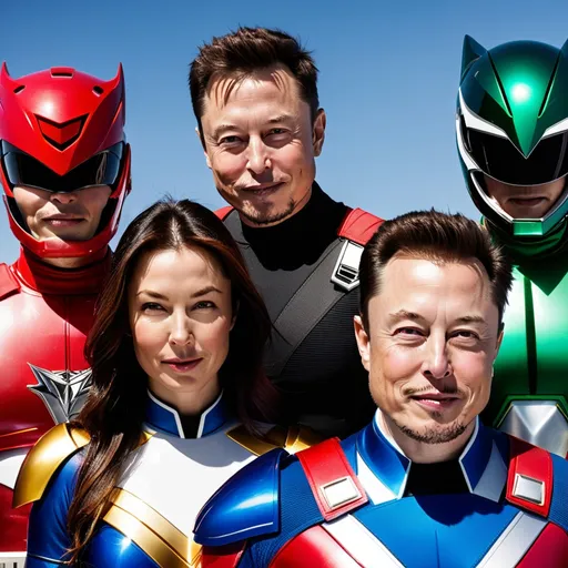 Prompt: Power Rangers all with Elon musk face