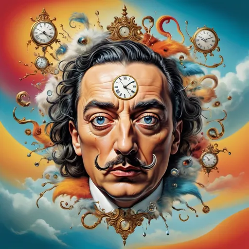 Prompt: Surrealistic 8K illustration of an overdetailed, photorealistic illusion with intense and piercing gaze, vibrant and intense colors, Salvador Dali-inspired style, intricate fur patterns, melting clock elements, dreamlike, vibrant color palette, highres, ultra-detailed, photorealistic, surreal, Salvador Dali-inspired, intense gaze, intricate patterns, dreamlike, vibrant colors