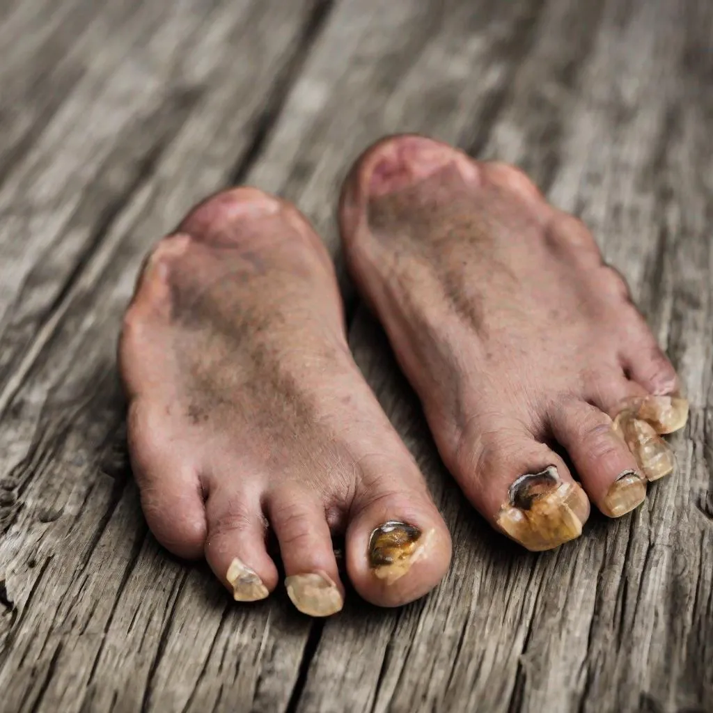 Prompt: Rotten toenails 