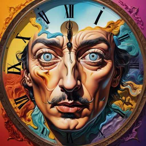 Prompt: Surrealistic 8K illustration of an overdetailed, photorealistic illusion with intense and piercing gaze, vibrant and intense colors, Salvador Dali-inspired style, intricate fur patterns, melting clock elements, dreamlike, vibrant color palette, highres, ultra-detailed, photorealistic, surreal, Salvador Dali-inspired, intense gaze, intricate patterns, dreamlike, vibrant colors