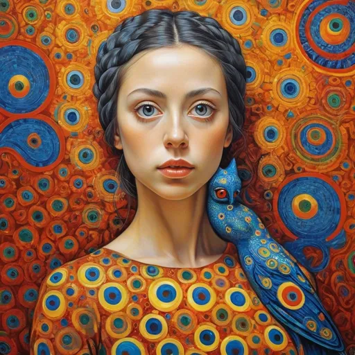 Prompt: Overdetailed , Swedish woman looking with big eyes part of picassso, Most beautiful woman in the world , The most beautiful painting highly detailed extremely detailed oil on canvas crisp quality colourful Picasso Van Gogh no text klimt Alex Grey Bridget Riley Yayoi Kusama Figurative Art murakami  extremely detailed background